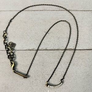 Kendra Scott Whitlee Pendant Necklace Pave Crystal Antique Brass EUC